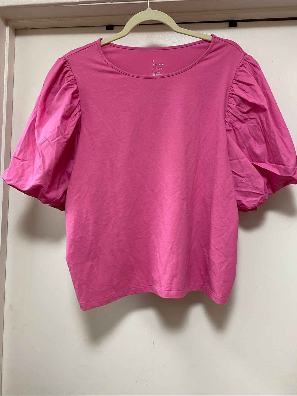 a new day Bright Pink Puff-Sleeve Tee